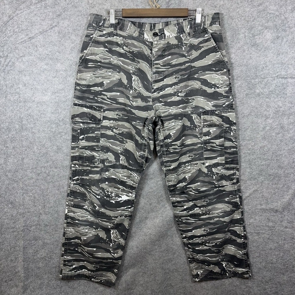 Rothco BDU Tiger Stripe Camo Cargo Pants Mens Sz L Gray Black - SIZE NOTE